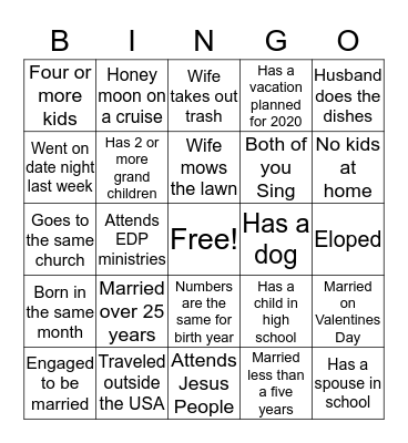 DUOS  Bingo Card