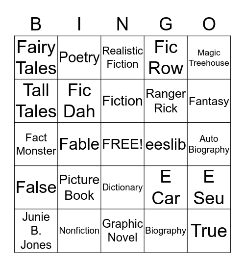 Library Facts Bingo Card