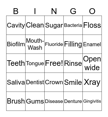 Dental Hygiene Bingo! Bingo Card