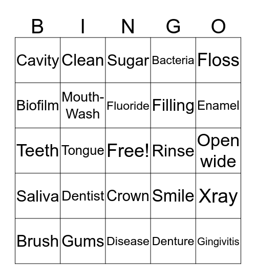 Dental Hygiene Bingo! Bingo Card