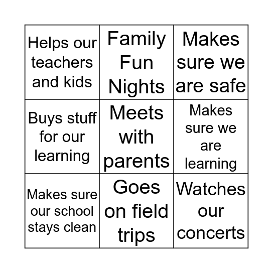 Principal Bingo Card