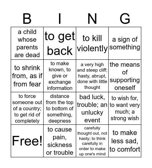Wordly Wise Bingo :) Bingo Card