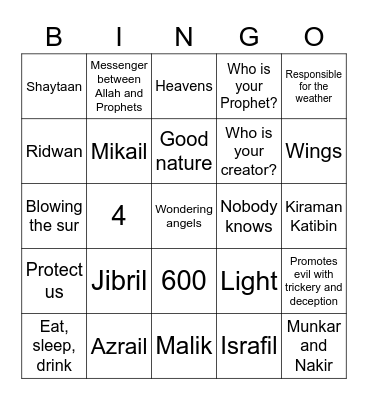 Prophethood Bingo Card