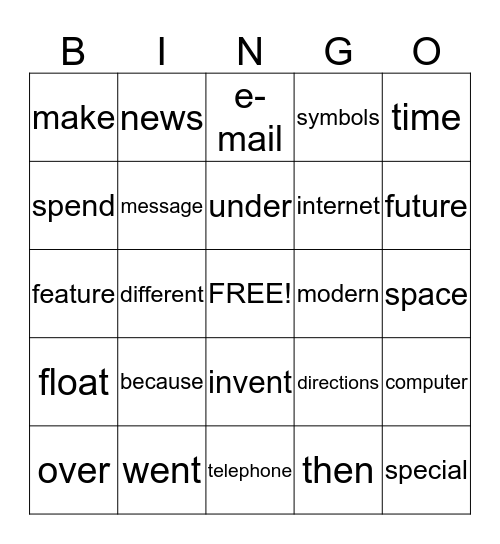 Sight Words Bingo Card