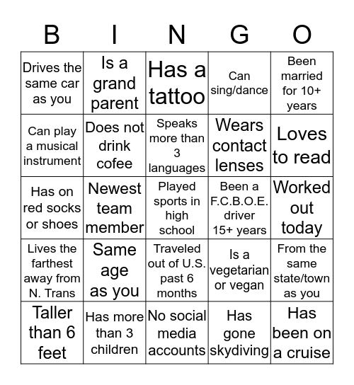 Let's Mingle VALENTINE Bingo Card