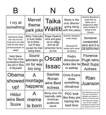 The Fun One Bingo Card