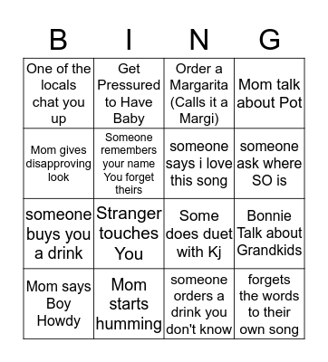 Bar Bing Bingo Card