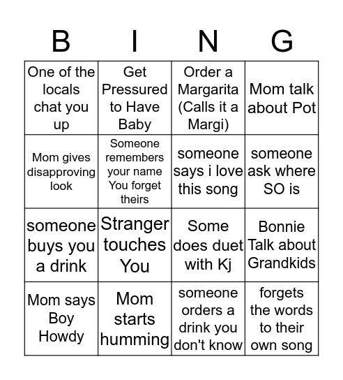 Bar Bing Bingo Card