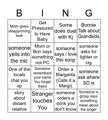 Bar Bing Bingo Card