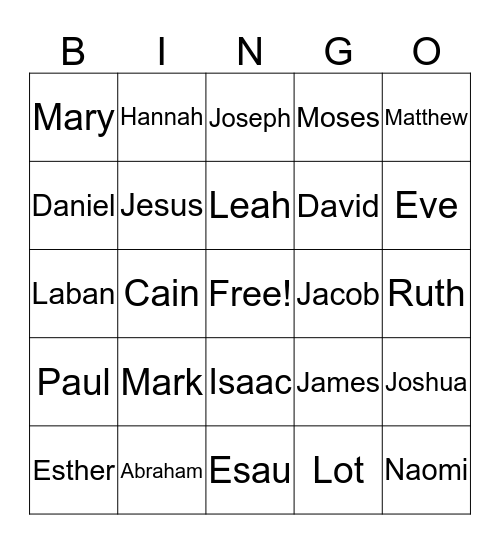 BIBLE CHARACTERS Bingo Card