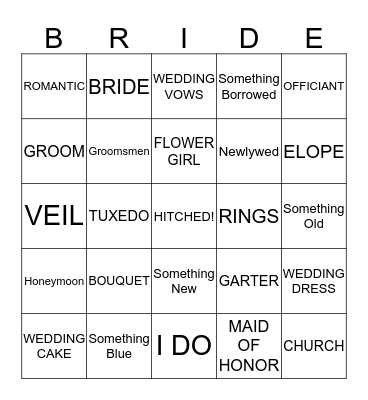 TIMMY & BRANDI  Bingo Card