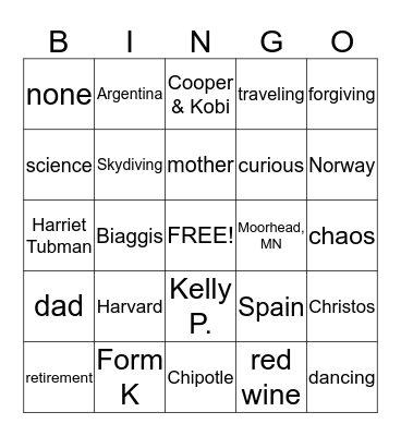 Bon Voyage Bingo! Bingo Card