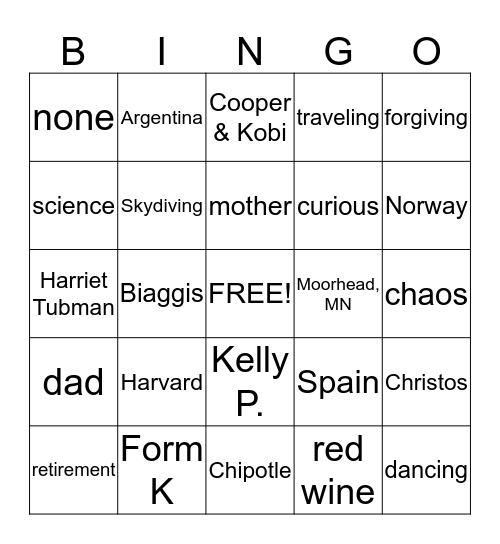 Bon Voyage Bingo! Bingo Card