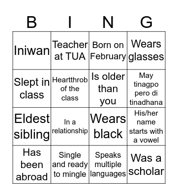 HUMAN BINGO Card