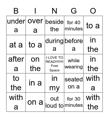 Summer Reading Bingo Card