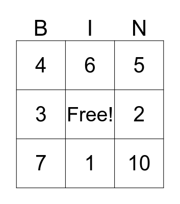 Numbers are FUN! Bingo Card
