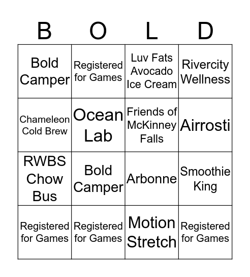CG GAMES Bingo Card