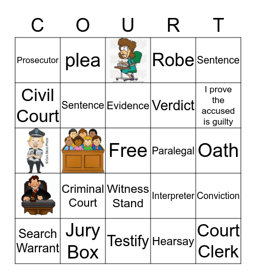 Courtroom Characters Bingo Card