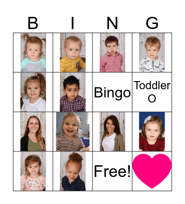 Toddler O Friends Bingo Card