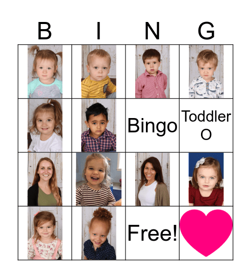 Toddler O Friends Bingo Card