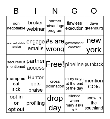 Southland BINGO Card
