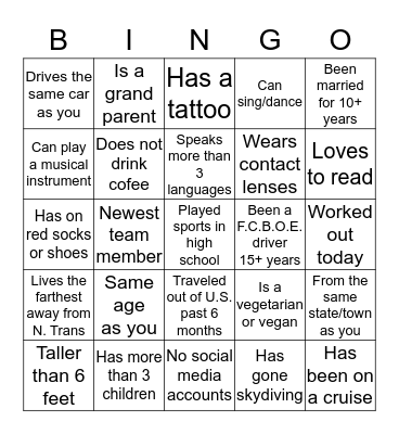 Let's Mingle VALENTINE Bingo Card