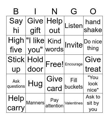 Ways to show kindness..... be a bucket filler! Bingo Card