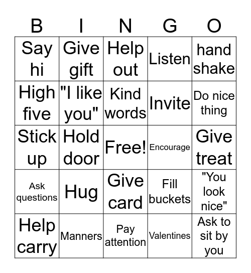 Ways to show kindness..... be a bucket filler! Bingo Card