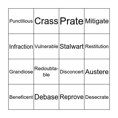 Vocab Bingo Card