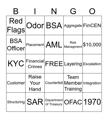 Bank Secrecy Act  Bingo Card