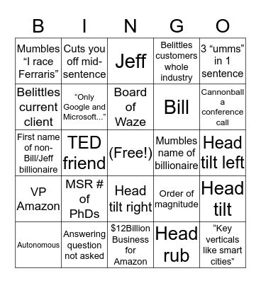 Cannonball Bingo Card