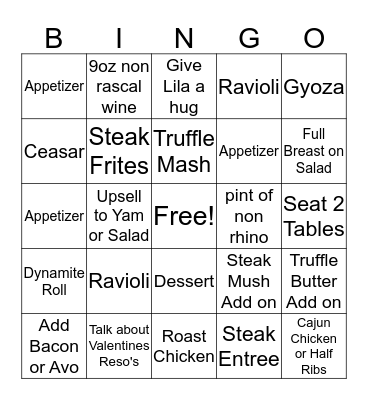 Friday Earls Bingo Card