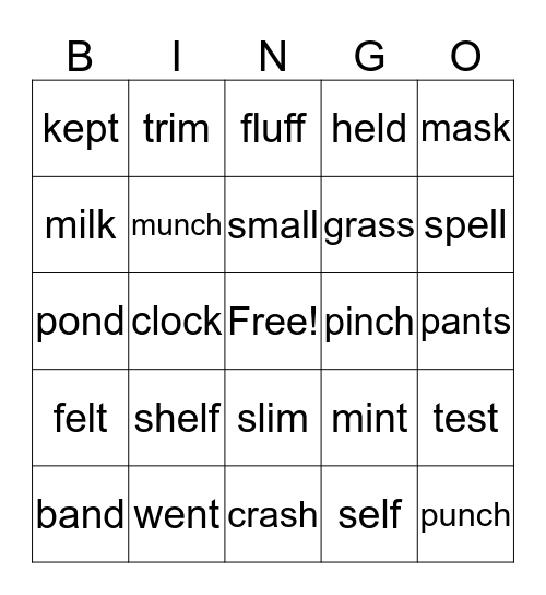 Blends Bingo Card