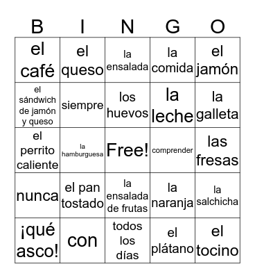 Capitulo 3A Bingo Card
