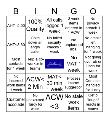 Team Carrier Bingo Card