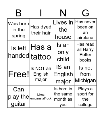 New Member Bingo! Find someone who... Bingo Card