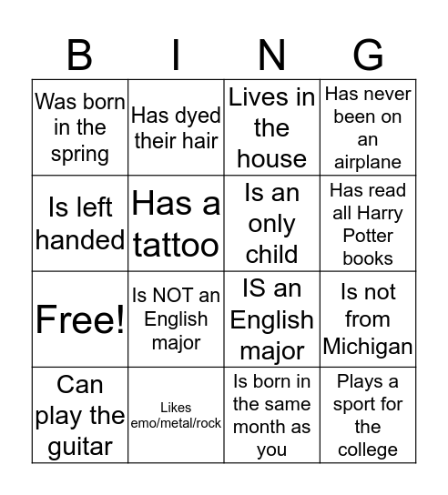 New Member Bingo! Find someone who... Bingo Card