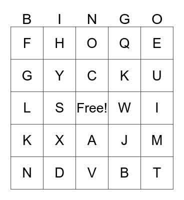 ABC Bingo Card
