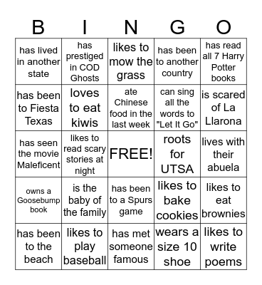 Find someone who... Bingo Card