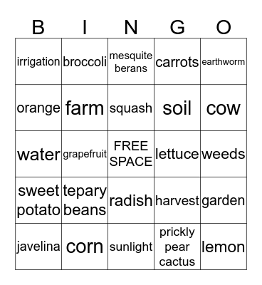 Agriculture Bingo Card