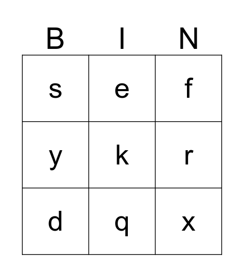 alphabet Bingo Card