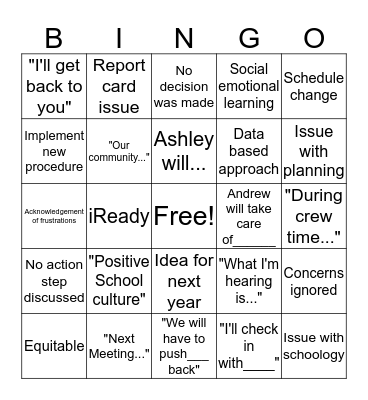 Meeting Bingo Card