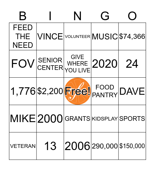CFO GALA BINGO Card