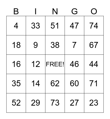 Happy Birthday Granny Bingo Card