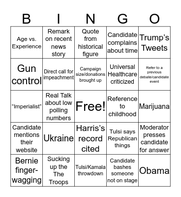 Democratic Debates Nov. 2019: Revenge of the 5th Bingo Card
