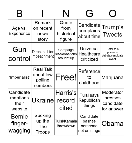 Democratic Debates Nov. 2019: Revenge of the 5th Bingo Card