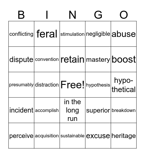 Unit 3 Making Connections: BINGO Card