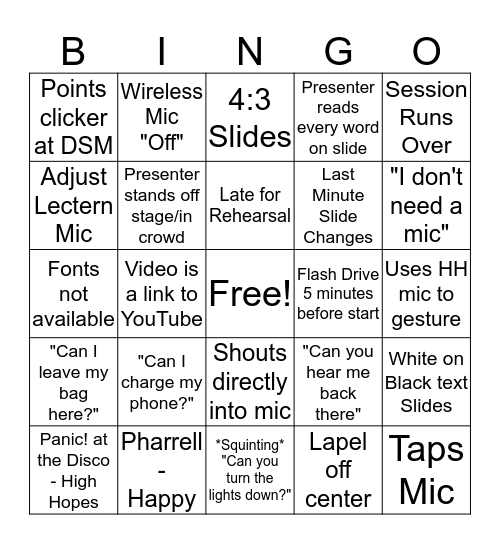 AV Bingo Card