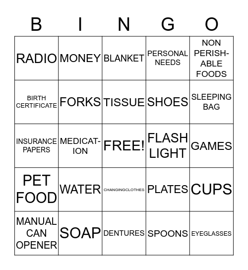 DISASTER  BINGO Card