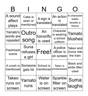 My Love Story Bingo Card